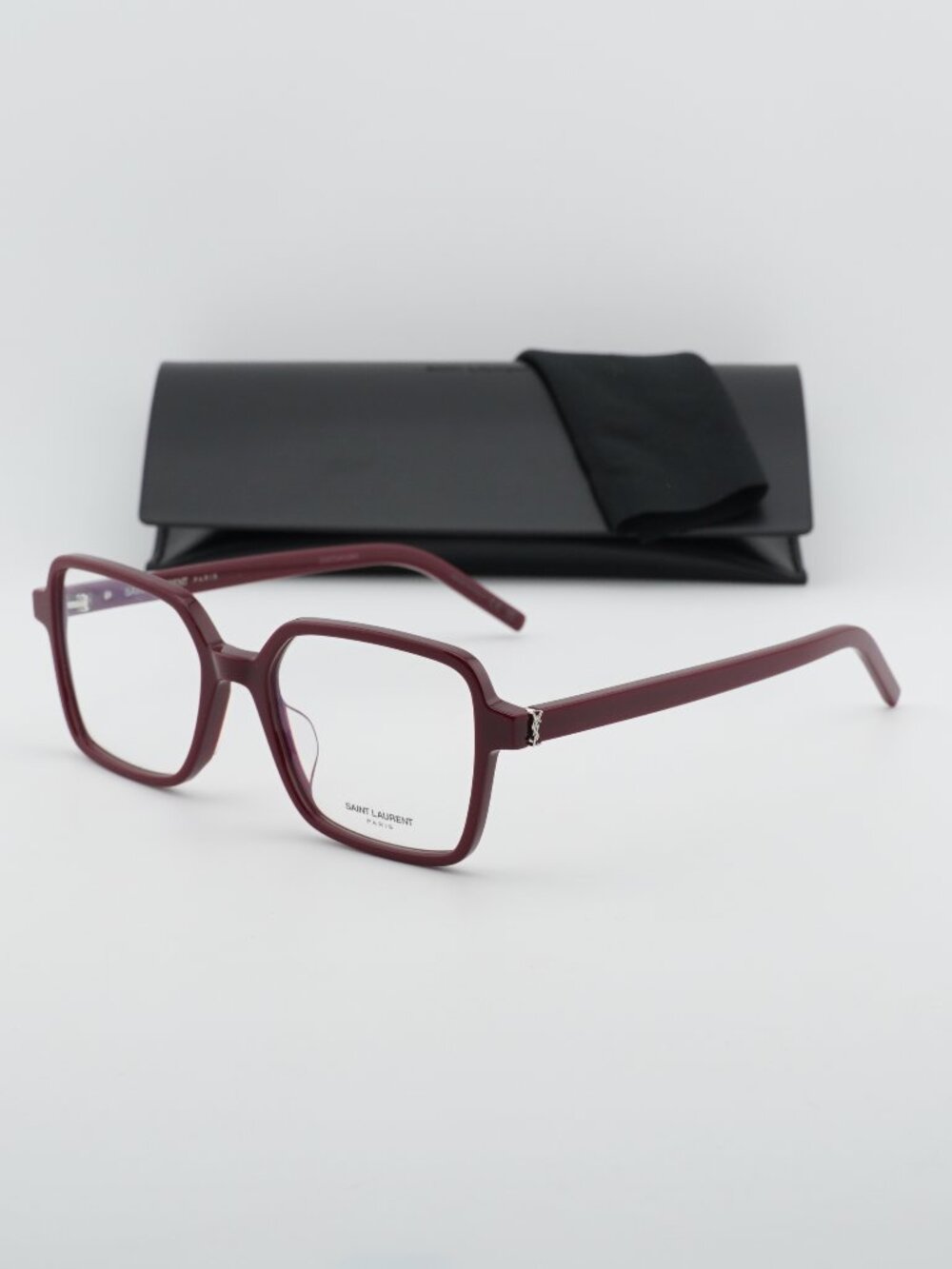 Saint Laurent SL M139 006 Women Square Eyeglasses 54mm – Dark Red